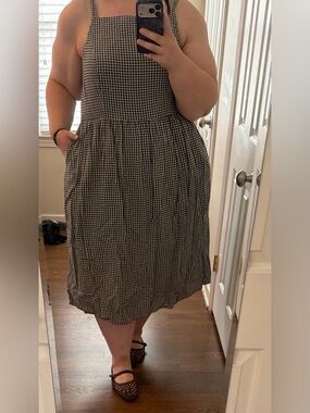 Old Navy Black and White Gingham Midi Dress